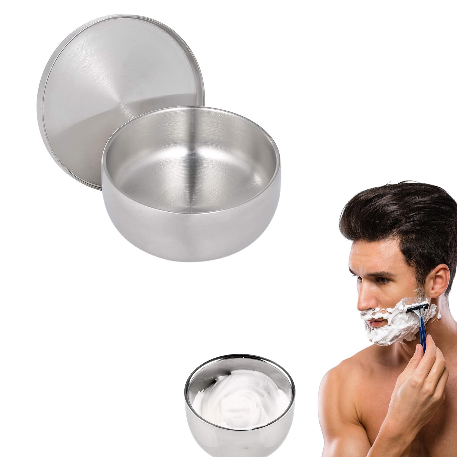 KASTWAVE Anti-Skid Stainless Steel Shaving Bowl - Men's Durable Shave Cream Soap Mug for Face Cleaning - Easy to Clean