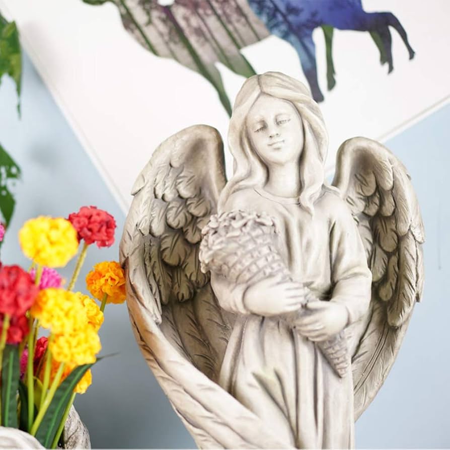 Amazon.co.jp: 絶妙な彫刻庭の天使像、天使の女神の彫刻屋外レトロ天使