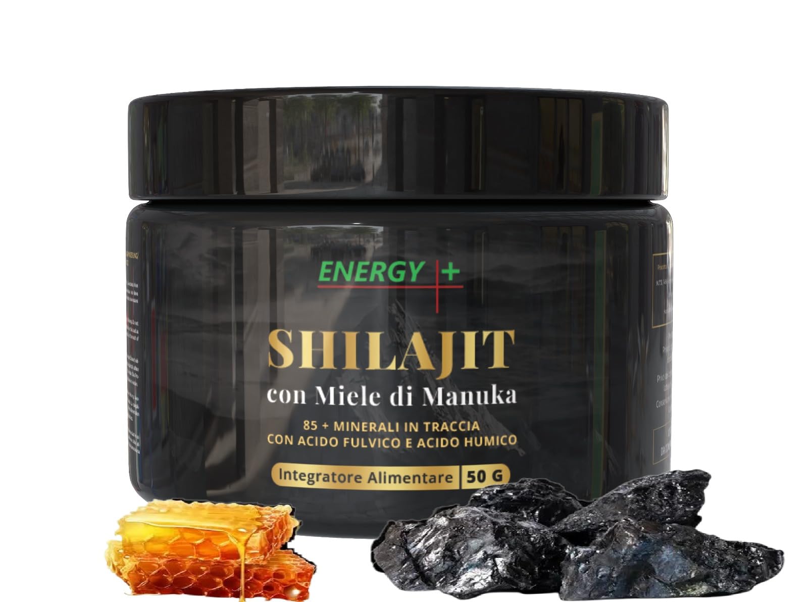 Resina di Shilajit Puro Originale dell'Himalaya con Miele di Manuka – Confezione da 50g - Energia Naturale e Immunità Potenziata – Scopri i Benefici di questa Composizione Rivoluzionaria