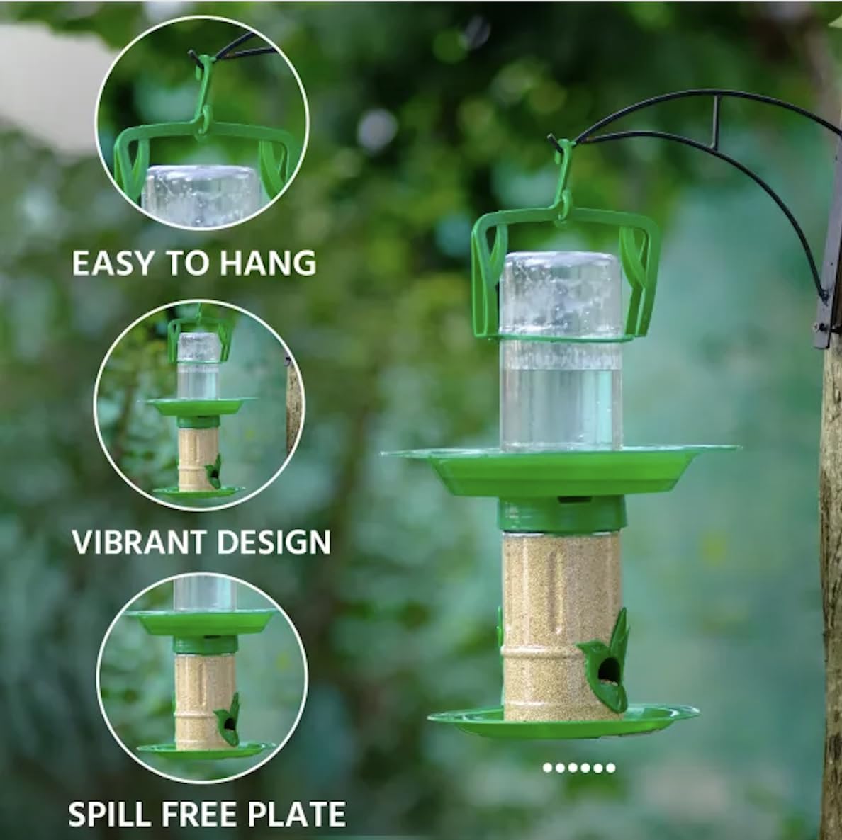 Small Double Decker Bird Feeder - Water & Seed -2