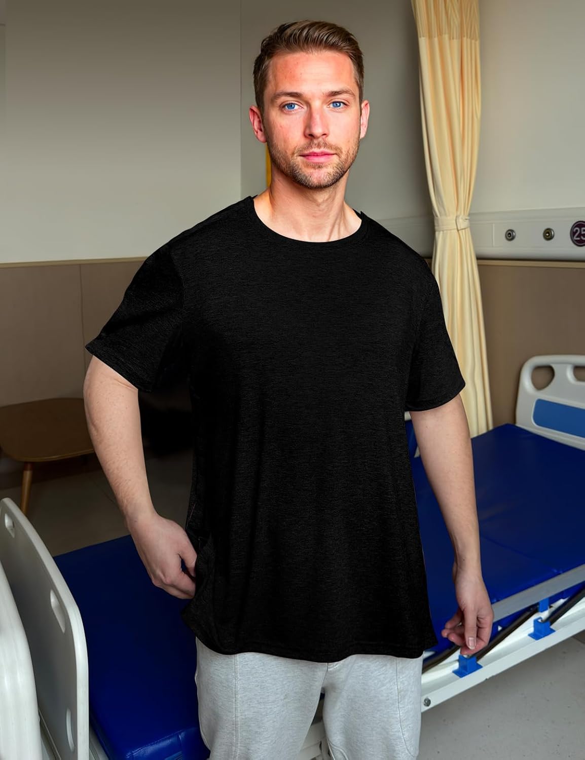 Post Shoulder Surgery Shirts for Men Women Unisex After Rotator Cuff Surgery Shirt Snap Access Recovery Hospital Shirt