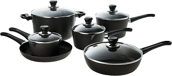 Scanpan Classic Plus 10 piece Nonstick Cookware Set Compatible with Gas and Electric Stovetops, Metal Utensil Safe, Oven Safe to 500F, Dishwasher Safe, Black