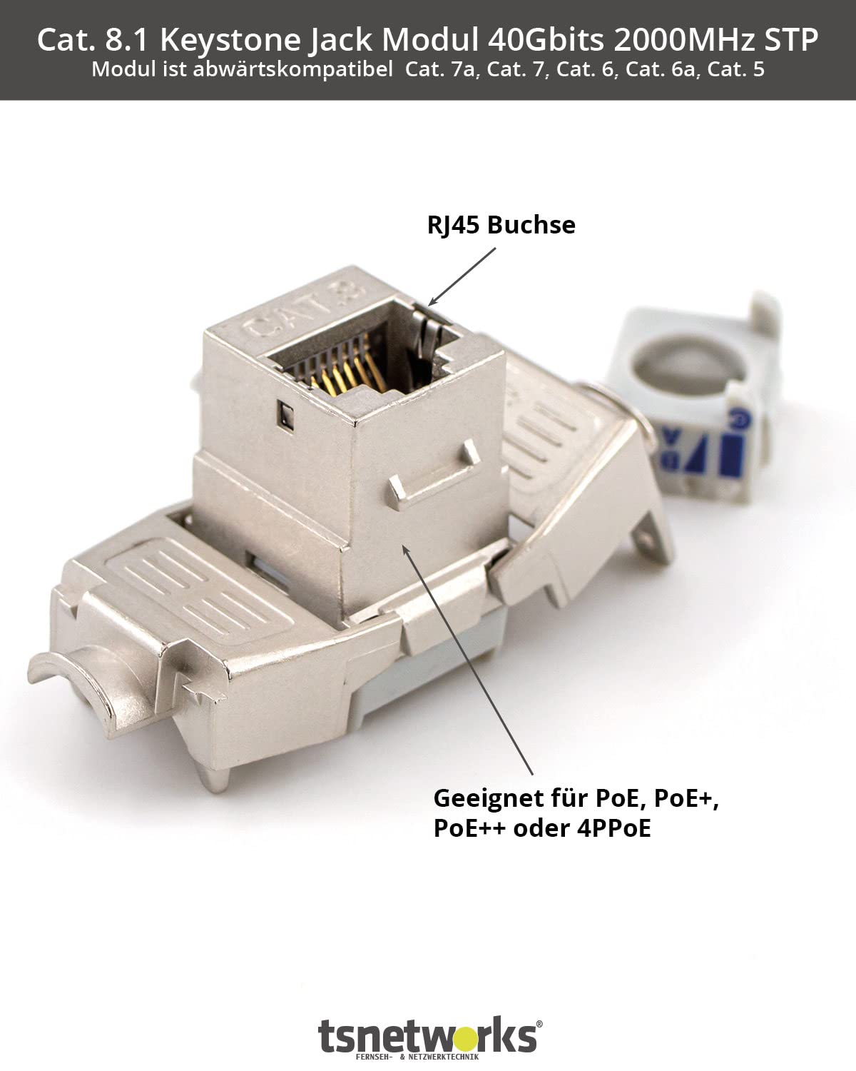 Panel de conexión de 24 puertos, 1U, 19 pulgadas, incluye 24 módulos Keystone Cat. 8.1, conector RJ45, 40 Gbits, STP totalmente apantallado, para cables AWG22-24, Cat. 7a, Cat. 6, Cat. 6,