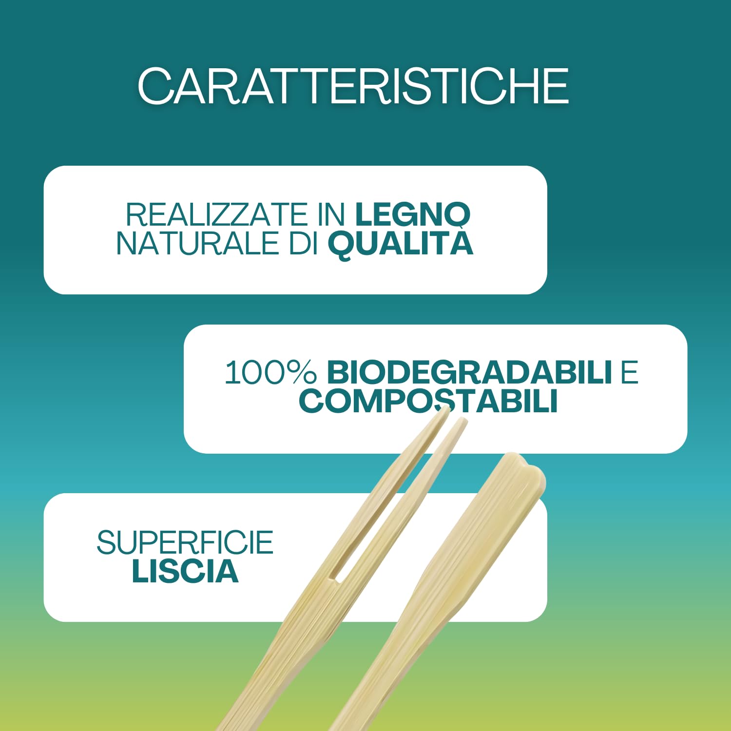 Invero Confezione da 300 mini forchette da cocktail a due punte in bambù – 100% biodegradabili in legno naturale, compleanni, matrimoni e molto altro ancora
