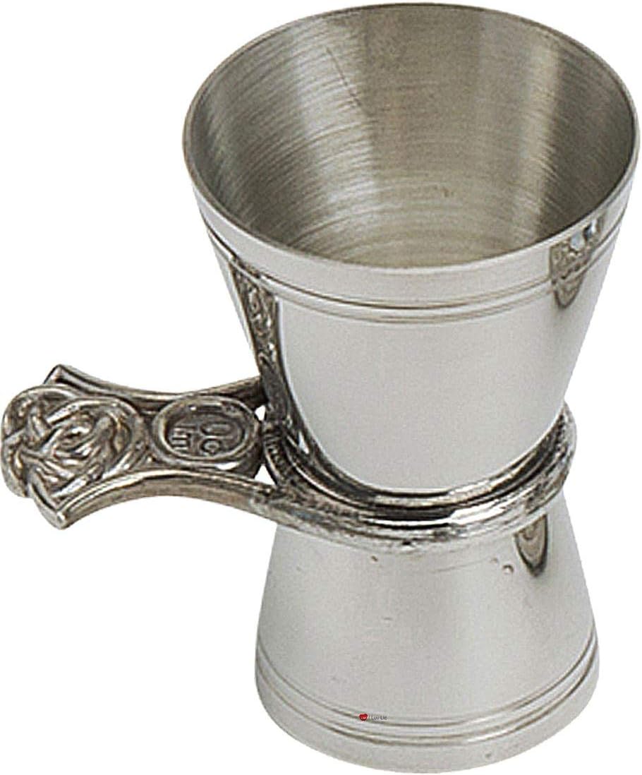 Pewter Double Bar Spirit Measure Jigger 50 and 25ml Celtic Design Handle