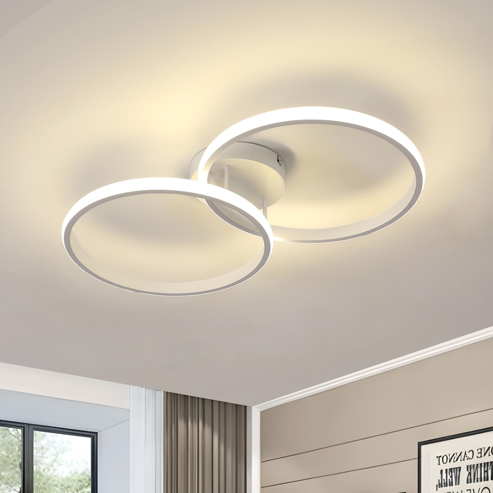 Toolight Modern LED Ceiling Light, 42 W, 4725 lm, LED Neutral White, 4500 K, White Bedroom Lamp, Ceiling Lamp for Bedroom, Living Room, Kitchen, Hallway, 54 cm