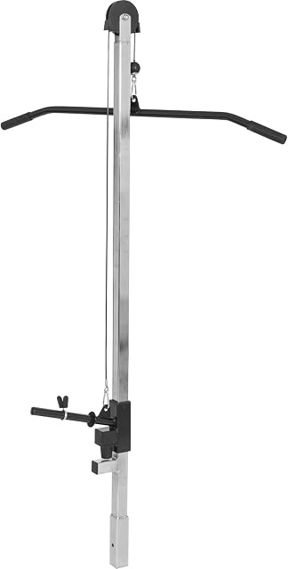 GORILLA SPORTS® Lat Pull Down Tower - for Cable Machine, Max. Load 100 kg, for 30mm Weight Plates, Chrome - Pulley Cable System, Stationary Lat Pulldown, Multi Gym, Pull Tower, Fitness