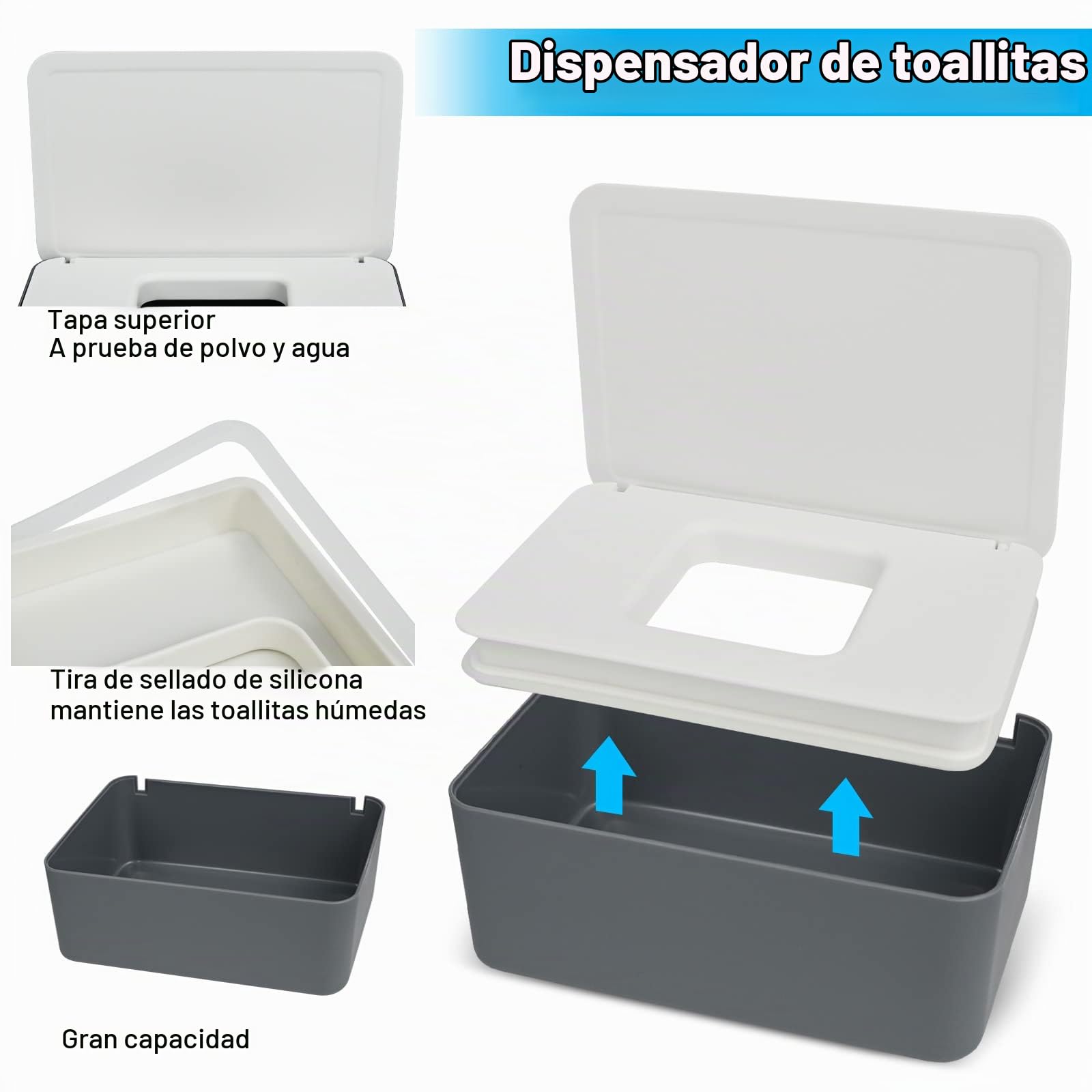 2 Piezas Porta Toallitas Bebe, Caja para Toallitas Húmedas con Tapa Sello Caja para Toallitas rectangular, Dispensador de Toallitas Húmedas para Inodoro, Baño