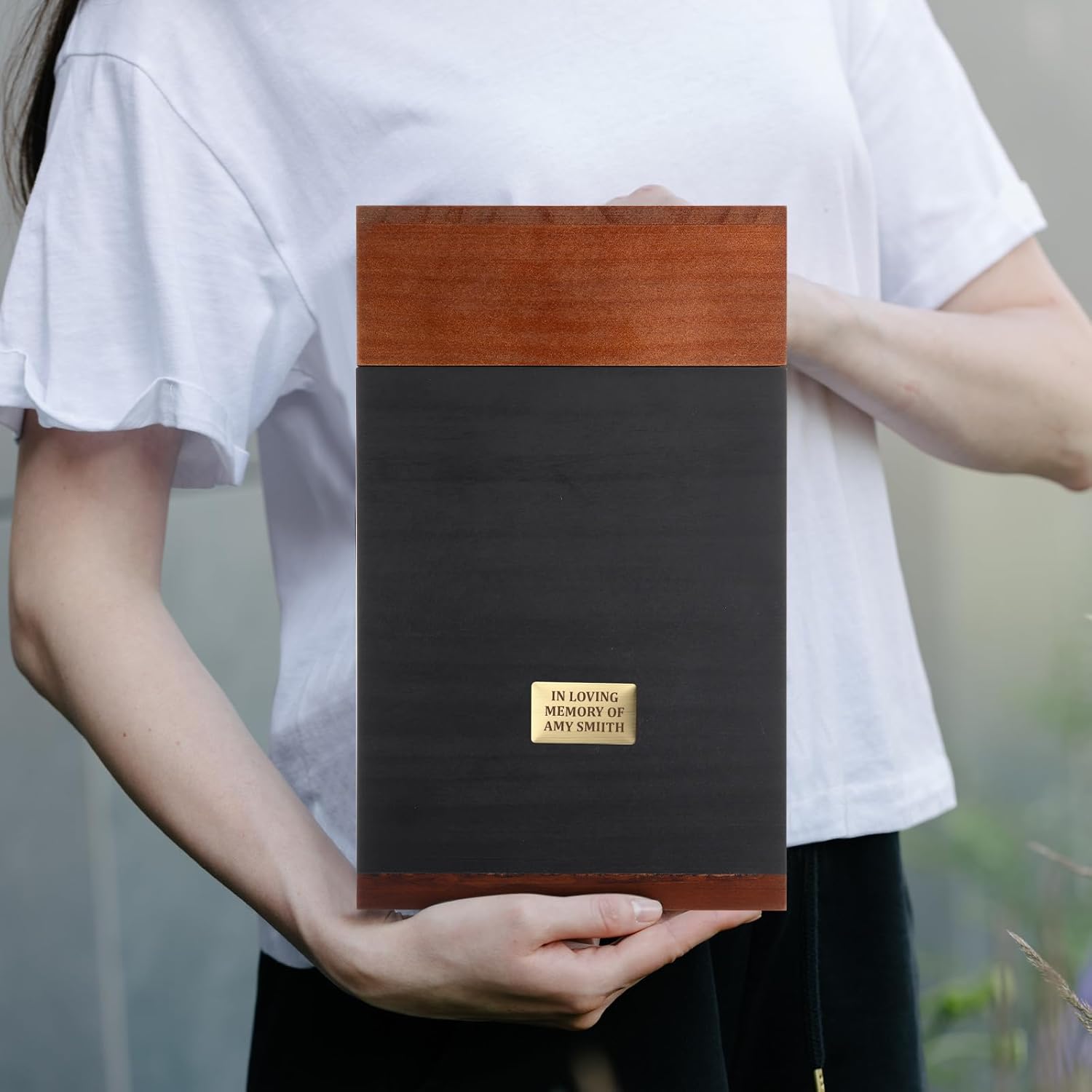 Wooden Cremation Urn for Ashes Adult Male Black Large Funeral Urns with Bag and Engraving Plaques Burial Memorial Keepsake Ashes Box Wood Decorative Box for Human Female Dog Pet - Image 7