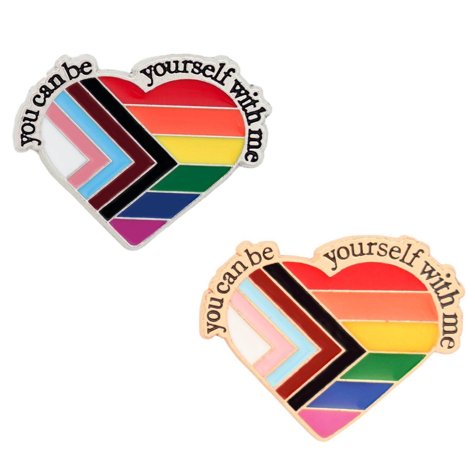 LGBT Rainbow Pride Pins YOU CAN BE YOURSELF WITH ME/YOU ARE SAFE WITH ME Enamel Lapel Pin LGBTQ Pride Ally Pin Progress Pride Brooch Badge Pin for