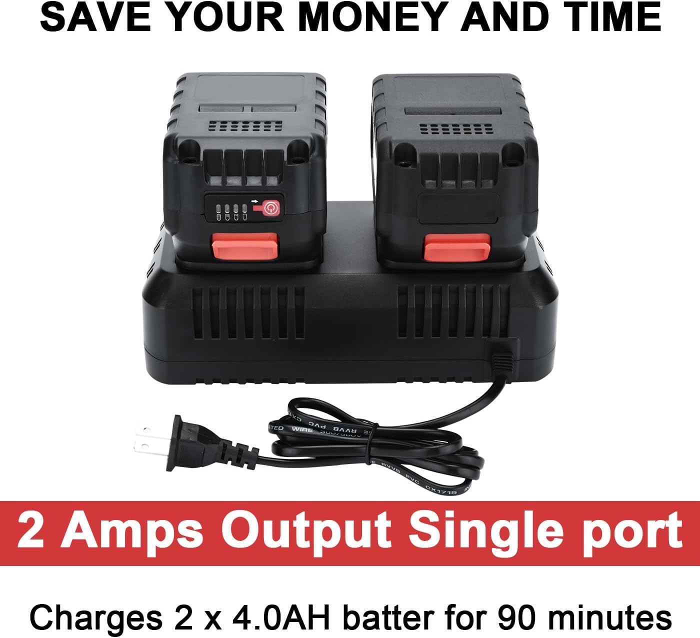 21v Battery Dual Port Quick Charger Base, Dual Rapid Charger Compatible 21v Lithium-Ion Battery by SHINTYOOL (Battery Not Included) - Image 6