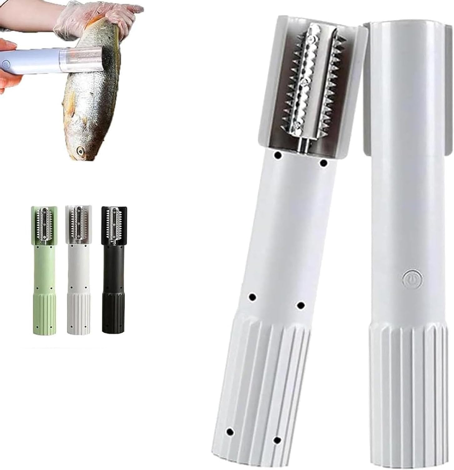 Cordless Electric Fish Scale Remover Tool, Handheld Coconut Scraper Peeler Shredder, Portable Electric Coconut Grater Machine Anti-Splashrotating, for Kitchen white