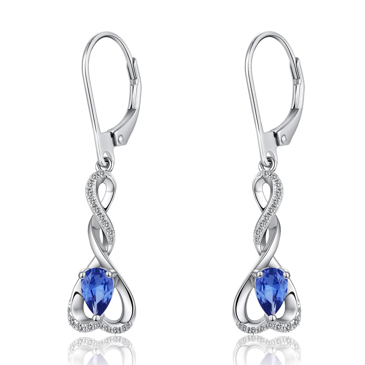 jiamiaoi 18K Weißgold plattiert Herz Ohrringe Silber 925 Hängend Sterling Silber Ohrringe Unendlichkeit Infinity Ohrringe Lang Hängend Damen Diamant Ohrringe Silber Hängend