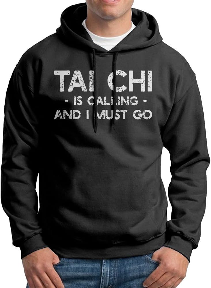LuckyXX Tai Chi Is Calling And I Must Go Mens Fashion Casual No Pockets Pullover Hooded Sweatshirts