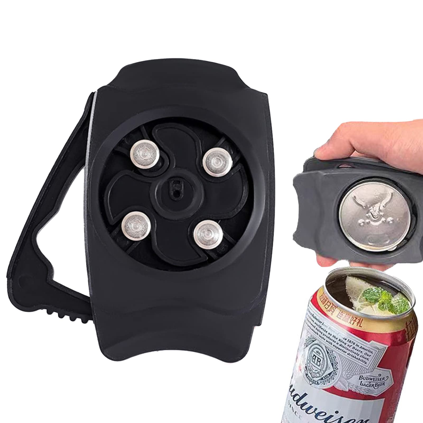 Jauhmui Beer Can Opener Beverage Simple Manual Bar Accessories Tool (Black)