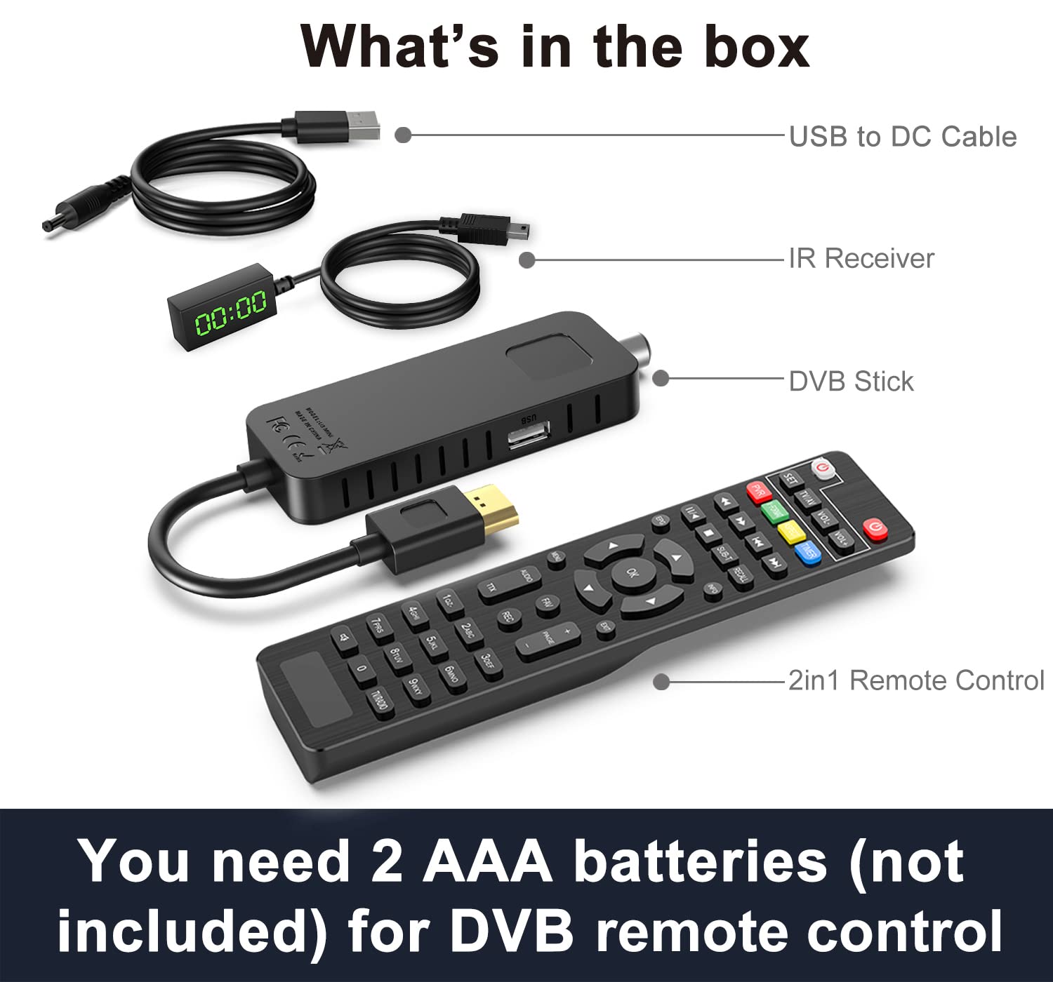 Dcolor Decoder Digitale Terrestre 2026 - Decoder DVB-T2 HDMI TV Stick, Dolby Audio HD 1080P H265 HEVC Main 10 Bit, Supporto USB WiFi/PVR