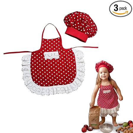 The Root And Craft Kids Birthday Photoshoot Dress Unisex (0 To 12 Month) Baby Master chef Polka dot, Set of -2 (3-6 months)