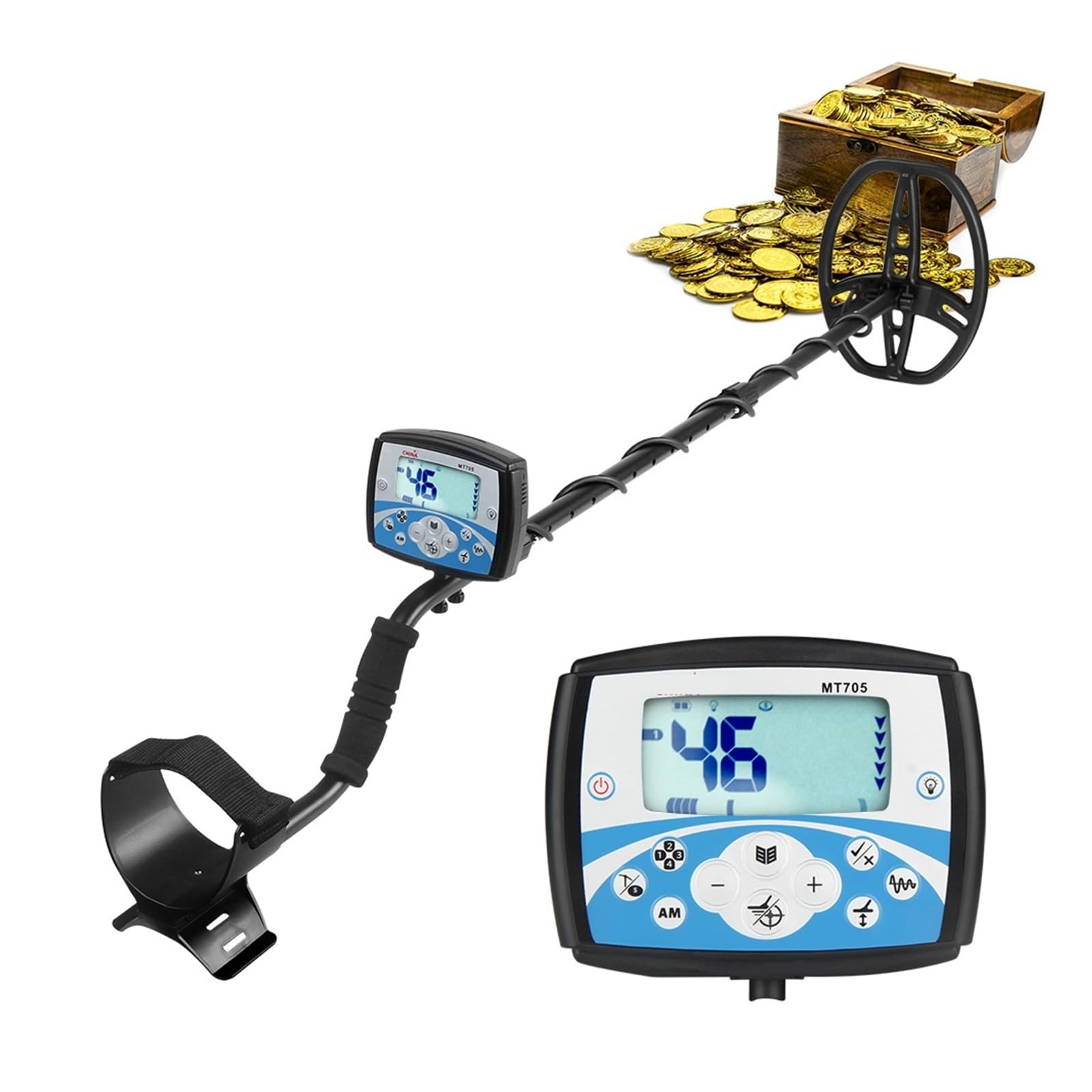 JKJZSALJ Metal Detector, Mt705 Underground Metal Detector Waterproof Search Coil High Sensitivity Metal Detecting Tool Treasure Pinpointer, High Accuracy
