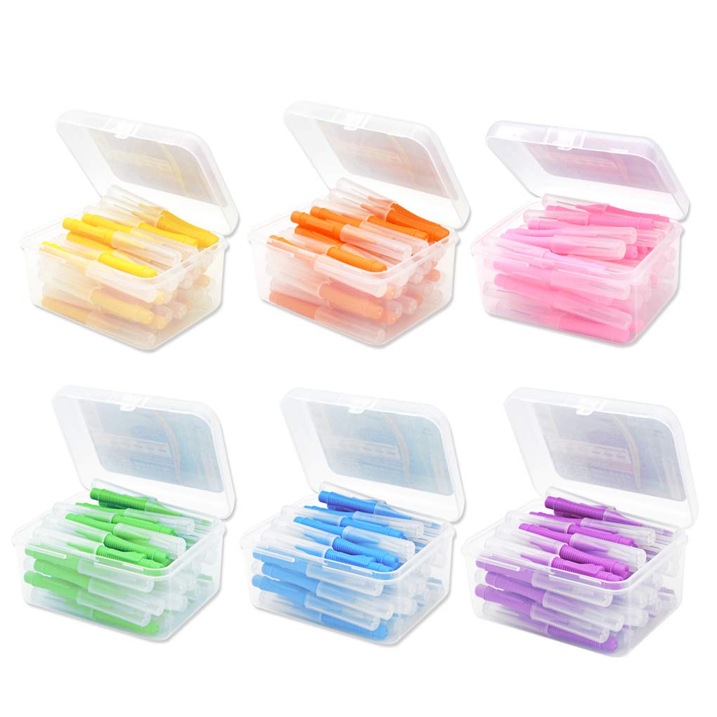Juego de 5 cepillos interdentales flexibles de plástico para dientes de mano, herramienta de higiene bucal para el hogar, viajes, amarillo, 0,4 mm