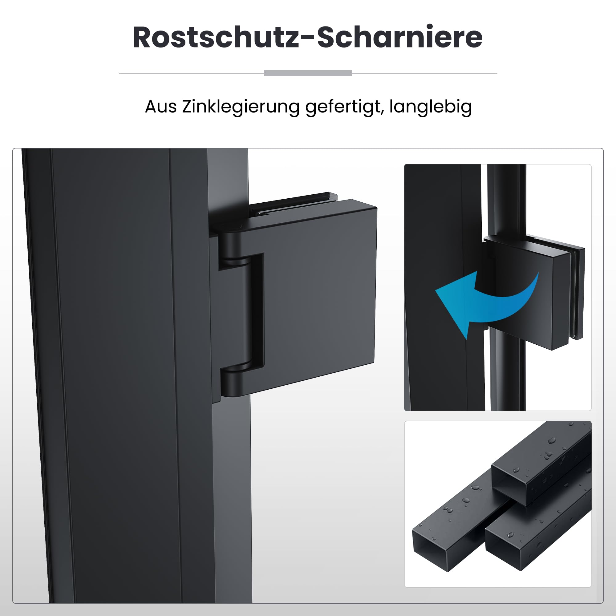 SONNI Duschtür für Nische aus 6 mm ESG-Glas, 90x195 cm, Schwarz, Drehgelenk