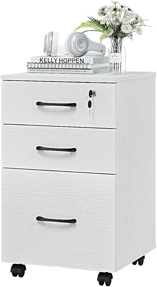 MULKGLOBAL 3 Drawer Wood Mobile File Rolling Mobile