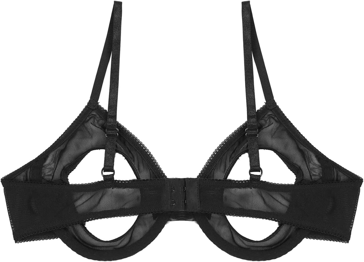 Freebily Women's Mesh Sheer 1/4 Cups Bralette Push Up Underwire Shelf Bra Tops Hollow Out Brassiere