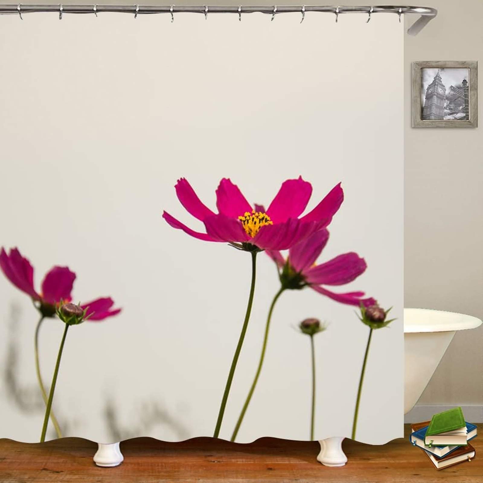 Rideau de douche rose rouge KnSam 180x200 en polyester imperméable
