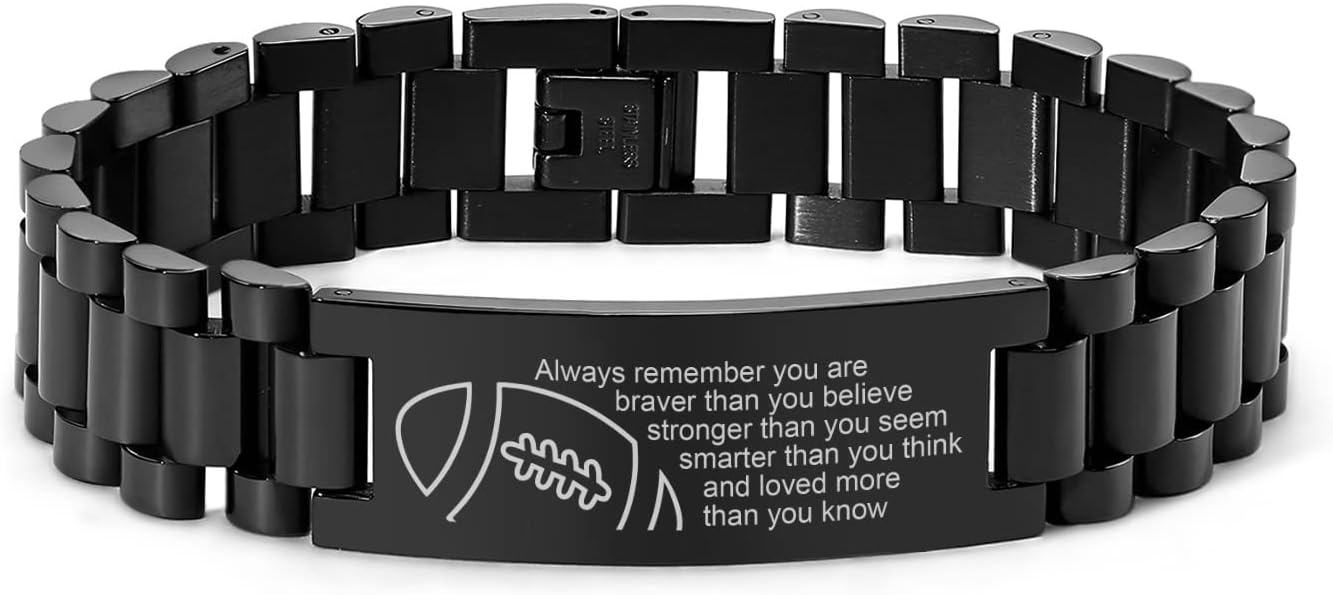 VNOXBaseball/Soccer/Football/Bastketball Gifts for Men Boys, Personalized Engraved Inspiration Quote Baseball Jersey Bracelet for Athletes Baseball Player Stainless Steel Wristband