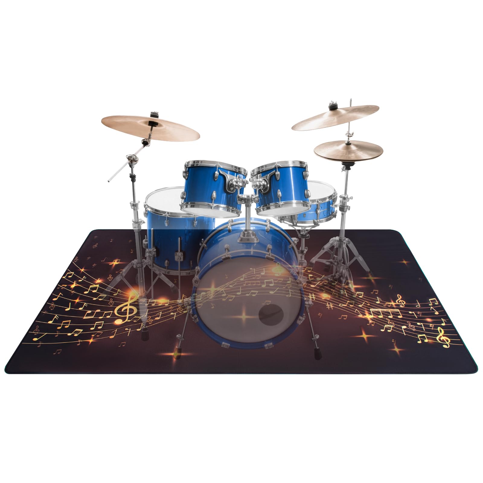 OUUTMEE 160 x 120 cm,Schlagzeugteppich, rutschfeste Schlagzeugmatte, Übungsunterlage für elektronische Schlagzeuge, Schlagzeugzubehör für Jazz-Schlagzeug-Kits Bodenschutz (Musiknotenmuster)