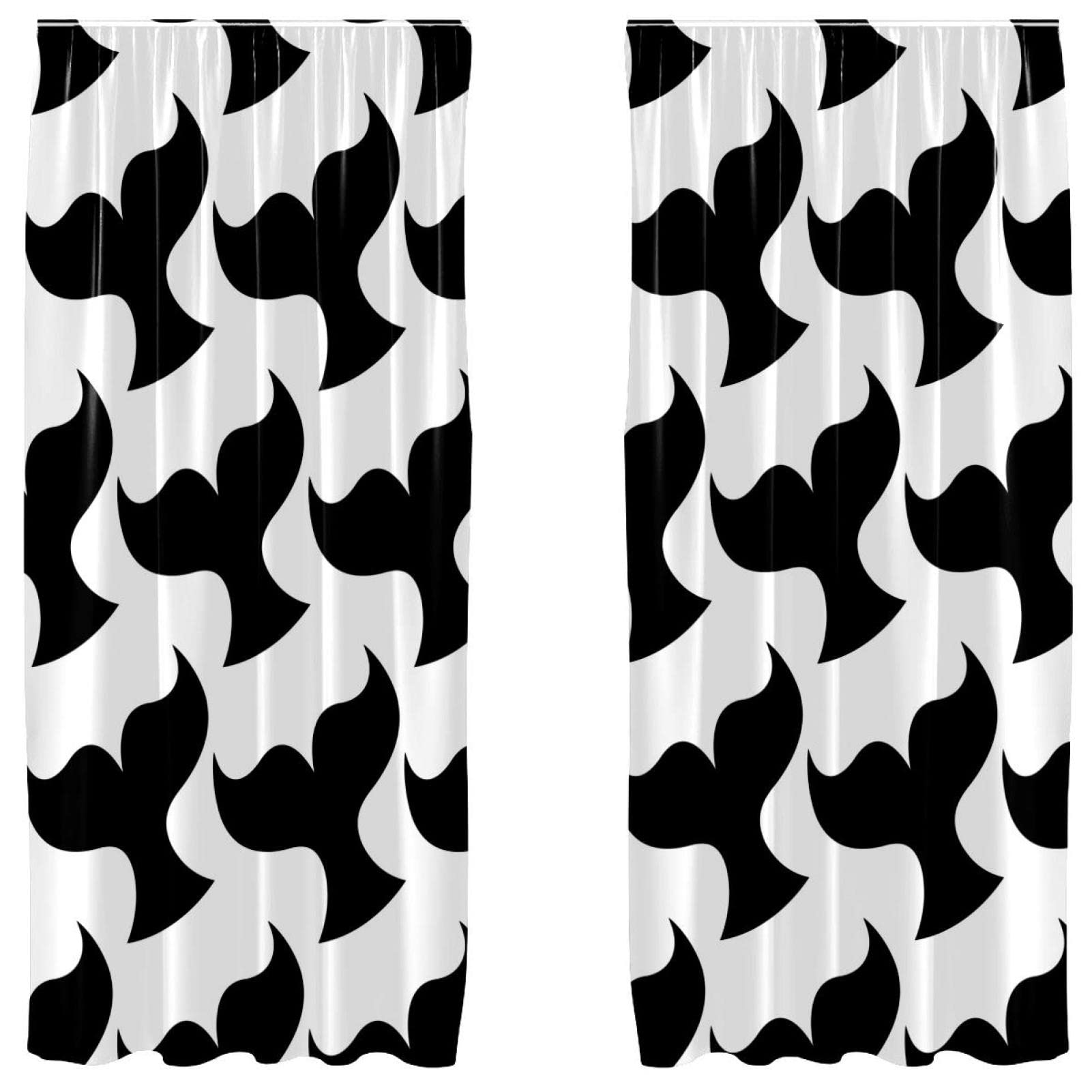 Cortinas opacas de microfibra con estampado de escamas de sirena y caída suave elegante
