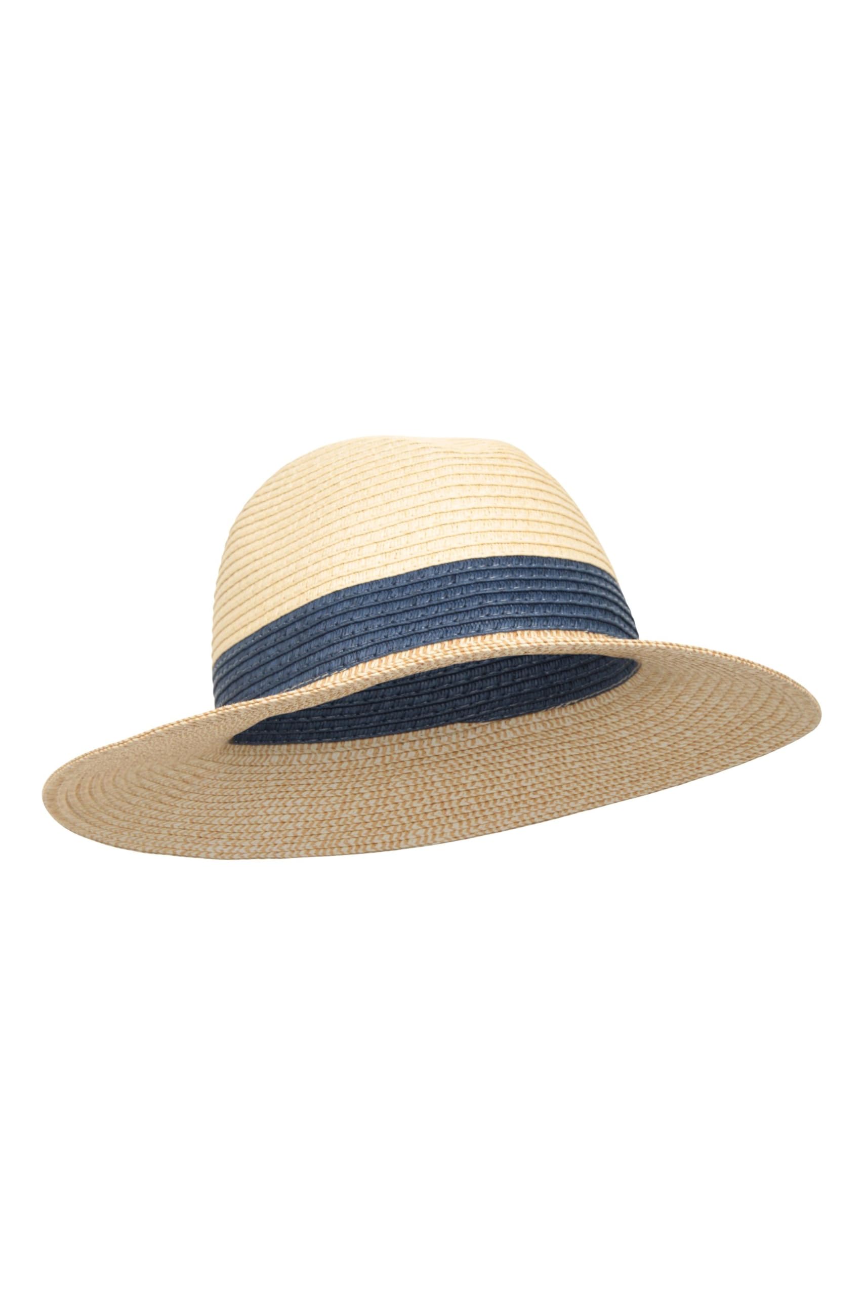 Mountain Warehouse Whitby Womens Colourblock Fedora Hat - One Size Wide Brim Jazz Trilby Hat, Elasticated Sweatband - for Spring Summer, Walking & Outdoors Beige One Size