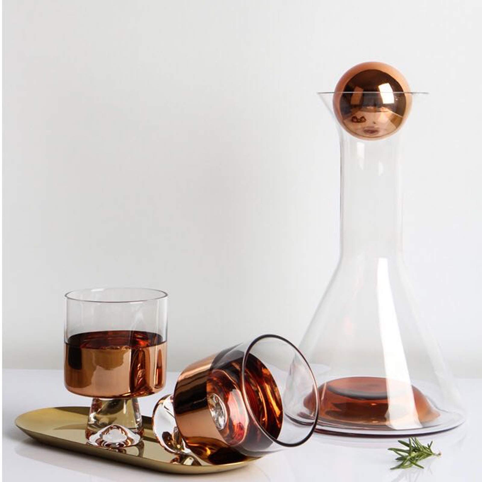 TOMYEUS Teekannen Trinken Exquisite Roségold-Glaskrug- und Glaskugelabdeckung Kreativglaskaraffe kann for Saft, Milchkälte oder heiße Getränke verwendet Werden Trinkflaschen