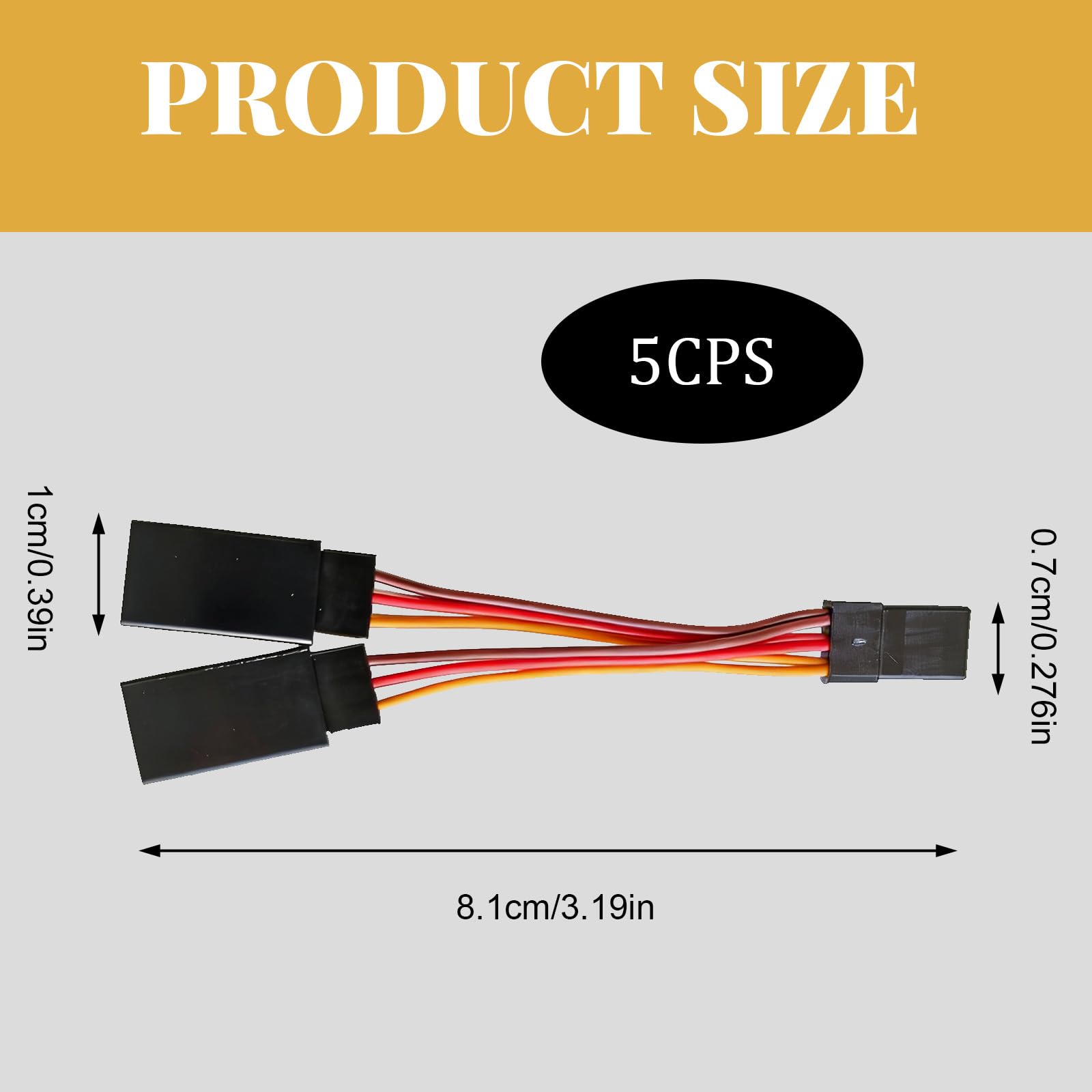 5 Unidades Cable Divisor Y para Servo 20AWG - Cable de Extensión para Receptor RC - Compatible con Futaba, JR, Hitec - 7 cm