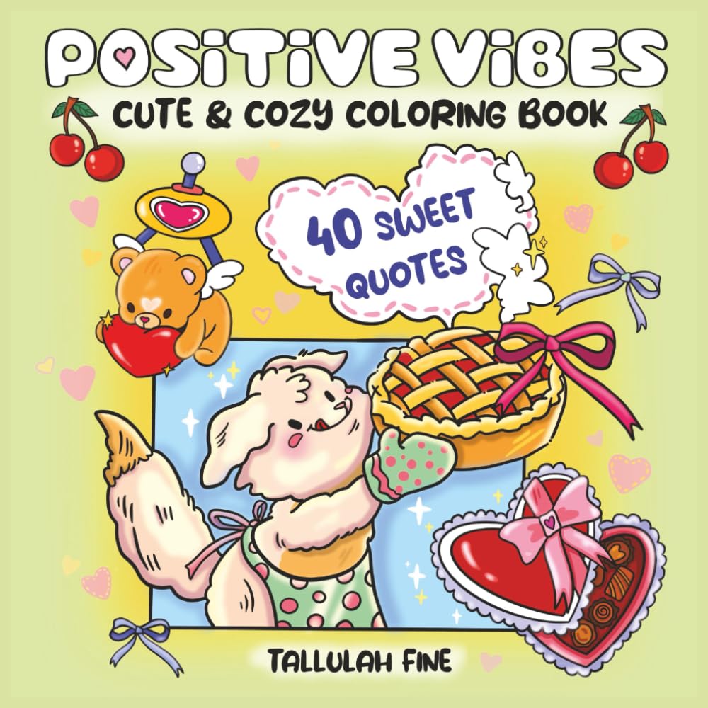 Positive Vibes: Cute & Cozy Coloring Book with 40 Inspiring Quotes to Color & Relax