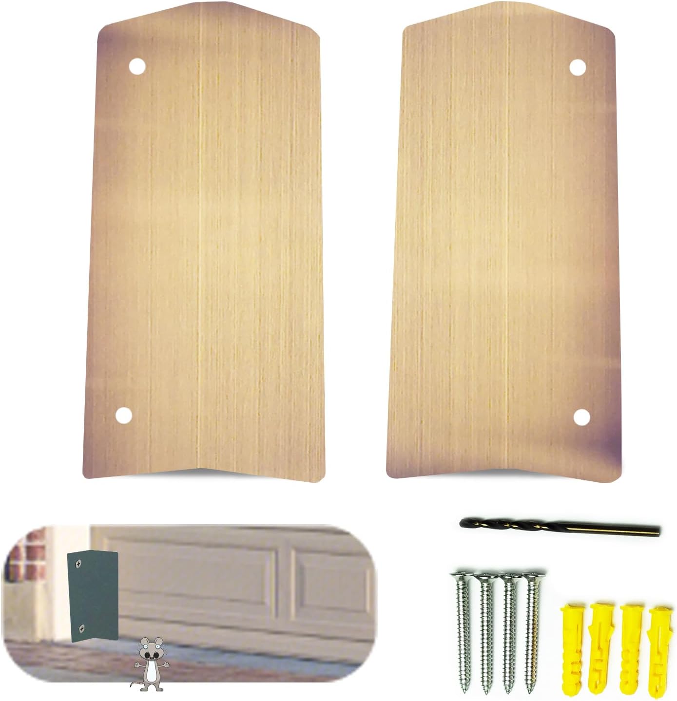 Garage Door Mouse Guard, Seal Kit, Seal Guard, Prevents Mice from Nibbling and Snakes from Getting in, Protects Your Garage from Weather, Insects and Dust(2 pcs) (Satin Nickel)
