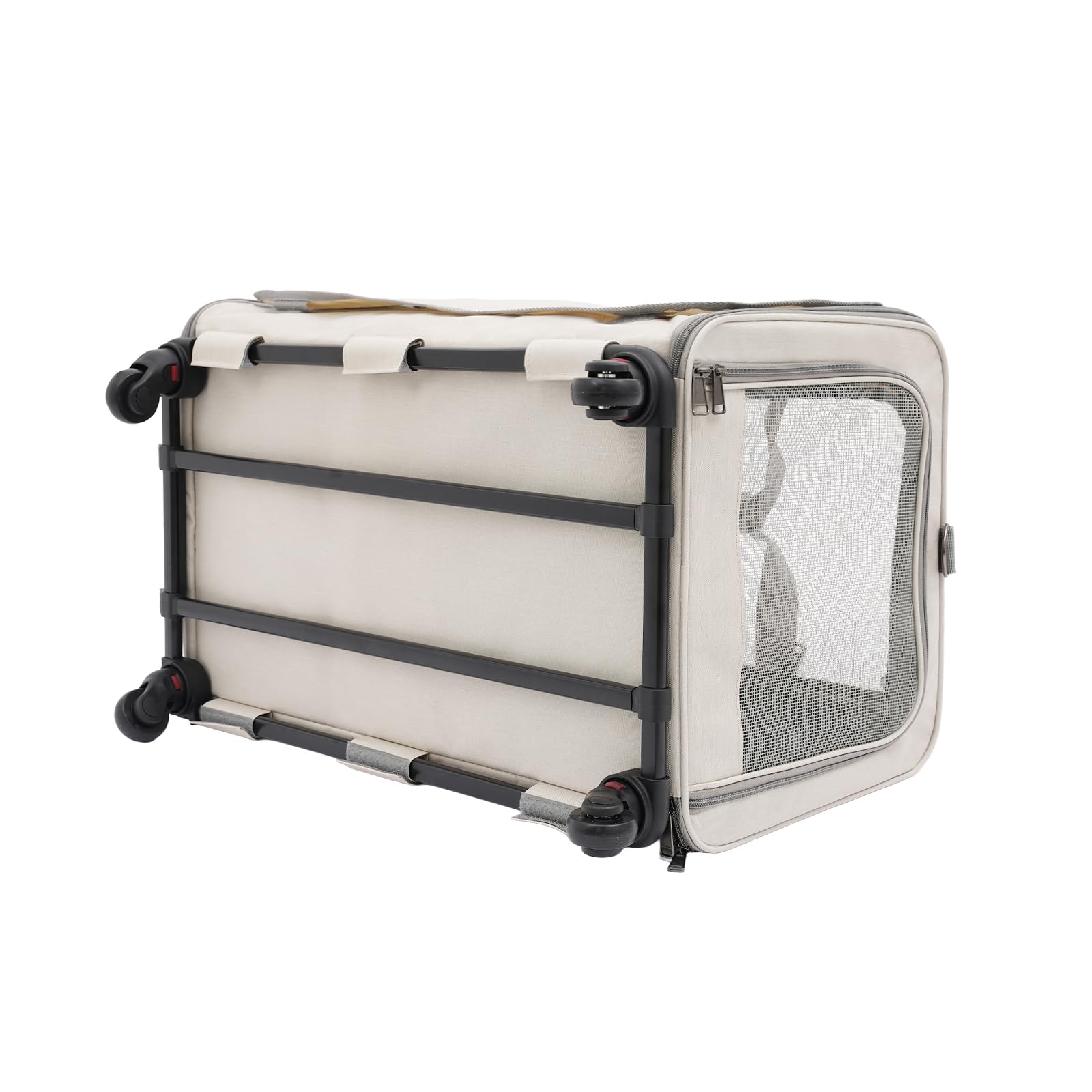 Cochecito de mascotas para gato con ruedas, transportín para 1 gato, plegable, hasta 12 kg, bolsa de viaje para mascotas, extraíble para paseos/camping (gris)