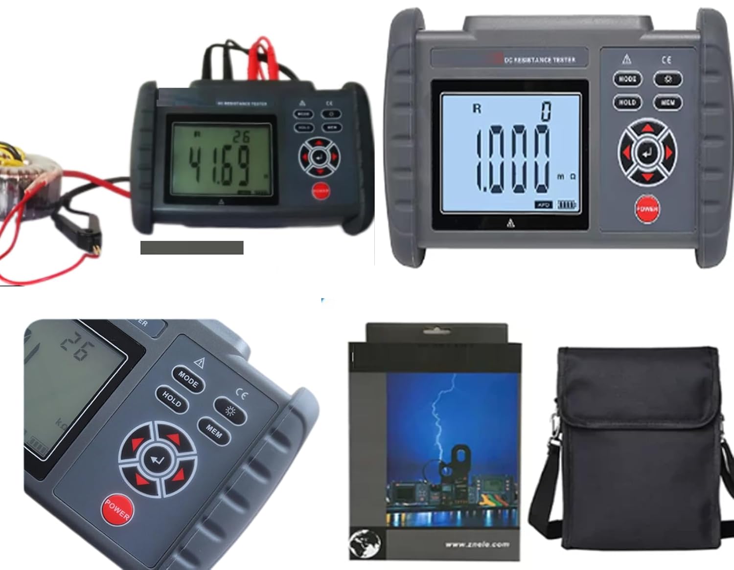 Digital Micro Ohmmeter Micro Ohm Meter DC Low Resistance Tester with 0.01mΩ to 30.00KΩ Resolution 10uΩ Accuracy ±0.1% for Measuring Transformer Windings USB