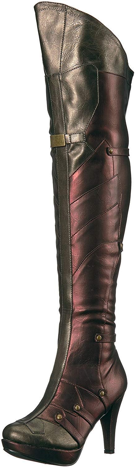 Ellie Shoes Women's Wonder Superhero Boots - Sexy Thigh High Heels Red Gold, 6