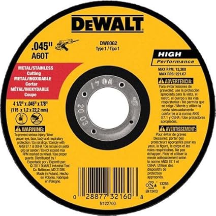 DEWALT 4 1/2 Cut Off Wheel, Angle Grinder Cutting Disc,