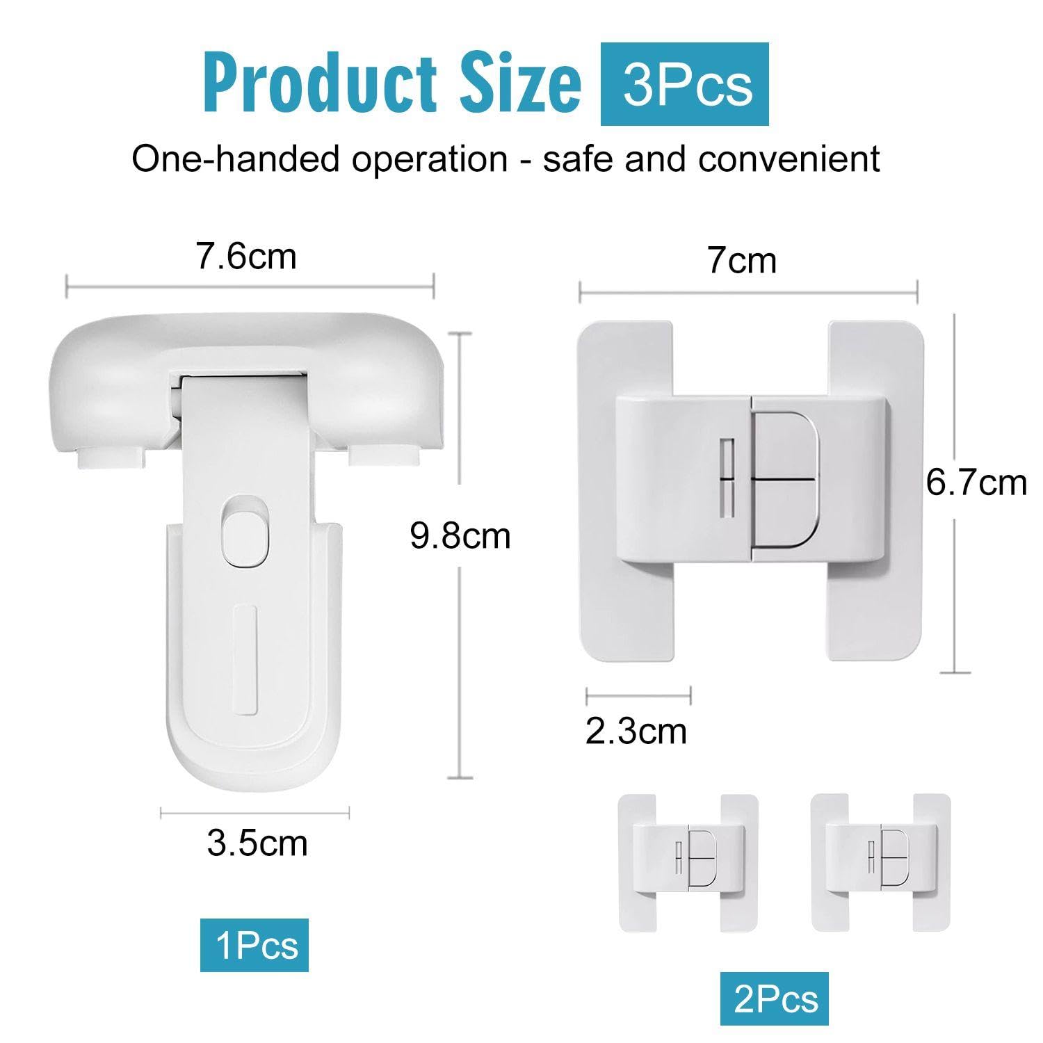 1Pc Refrigerator Lock, 2Pcs Refrigerator Door Closer, Children's Refrigerator Lock, Refrigerator Seal Replacement, Window Child Safety Lock, Anti-Pinch Safety Door Clip - Image 2