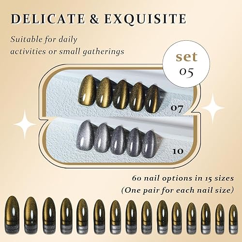 Vista 283 de evpct-Kit de 2 piezas de polvo metálico dorado y plateado con efecto espejo cromado para uñas; pigmento de uñas holográfico iridiscente camaleónico