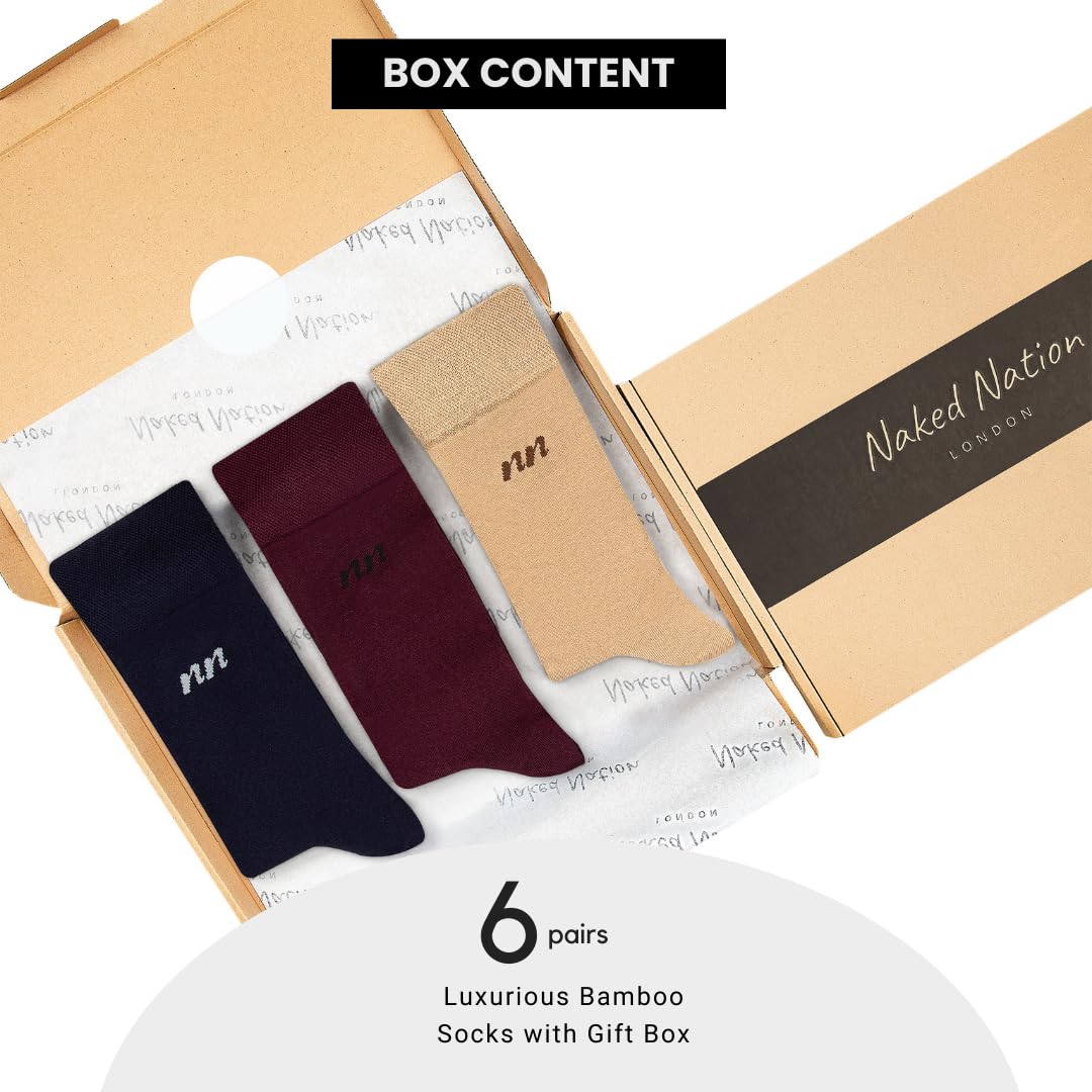 Chaussettes en Bambou, 6 Paires de Luxe Chaussettes, Super Doux et Respirant, Coffret Cadeau avec Chaussettes pour Hommes et Femmes, Taille 37-40 et 41-46