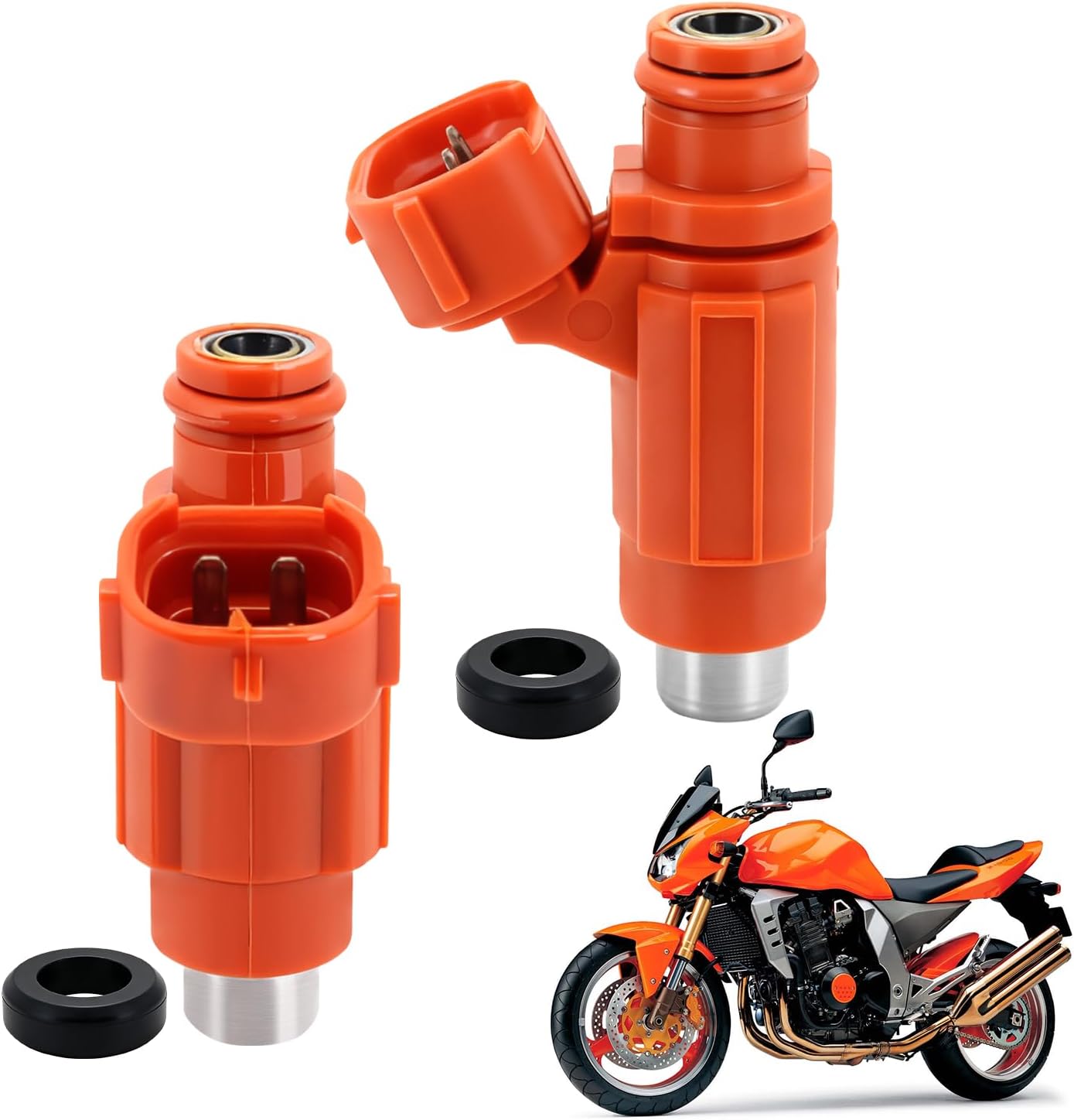 2PCS Fuel Injectors 4 Holes Compatible with Kawasaki Brute Force 750 2008-2014, Teryx 750 2009 2010 2011 2012 2013, Z1000 2003 2004 2005 2006 Replace 49033-1060
