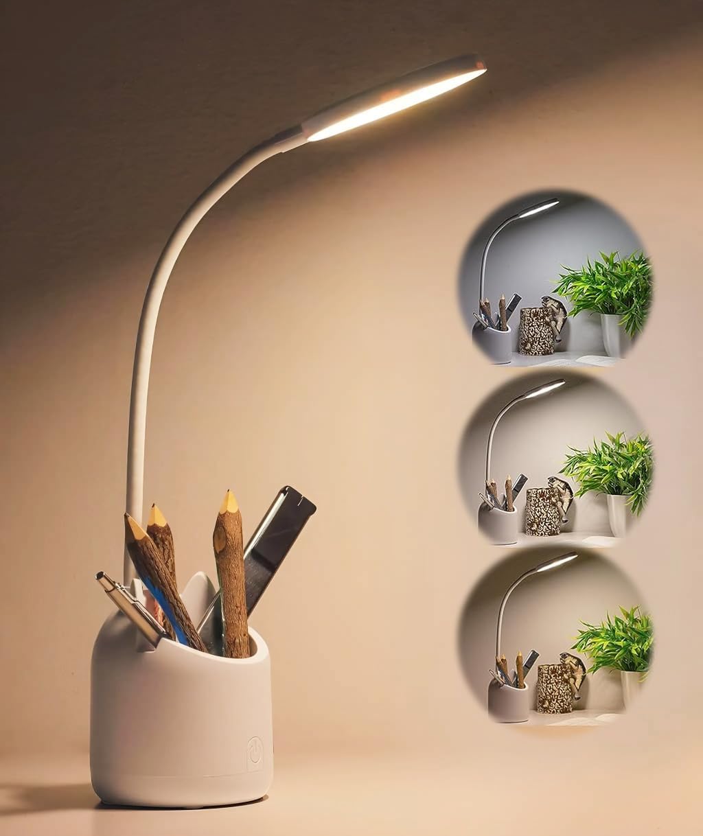 White Dimmable Table Lamp for Study Essential Reading Light for Students Ideal for Enhancing Focus Lamp with Pen Holder-image-16