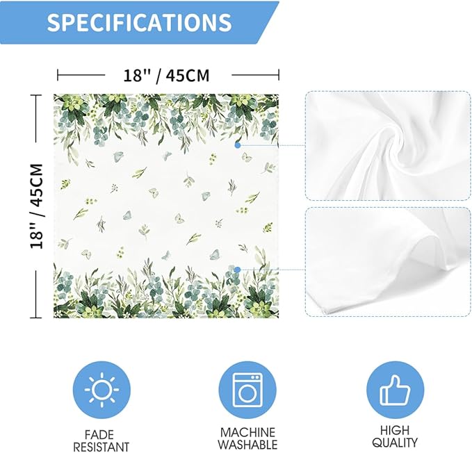 Servilletas de tela Horaldaily Eucalyptus 45.72 cm Juego de 4 miniatura 3