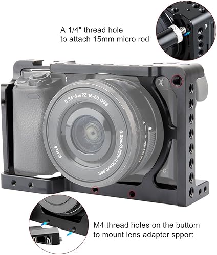 Miniatura 4 de NICEYRIG Jaula para cámara Sony A6300 A6400 A6100 A6000 con rosca 14 y zapata fría - 083