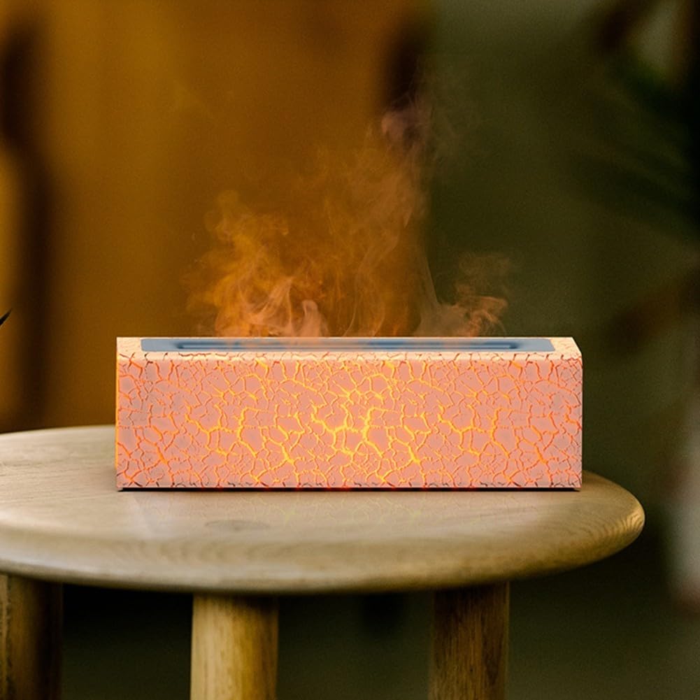 Humidificador de llama de 7 colores y difusor de aroma negro con temporizador