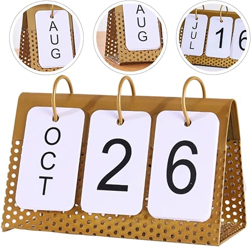 Miniatura 5 de Decoración del hogar, decoración del hogar, oficina, calendario perpetuo, calendario de escritorio de metal, calendario de pie, adorno de mesa,