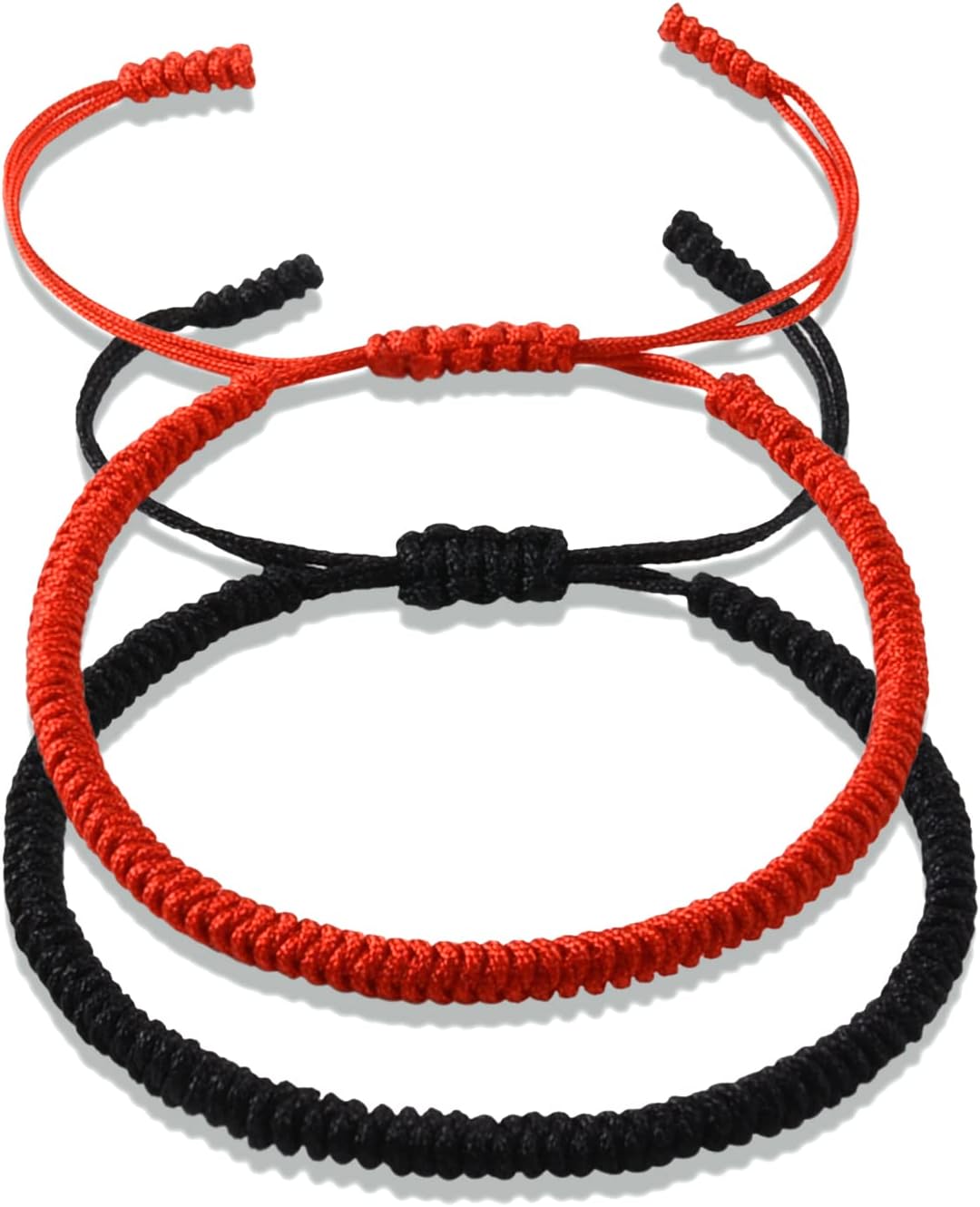 BOCHOI 2pcs Handmade Friendship Bracelets, Braided Red/Black String Bracelet, Kabbalah Lucky Protection Amulet Matching Gifts for Women Men Best Friends Mother Daughter Couples Boyfriend Girlfriend