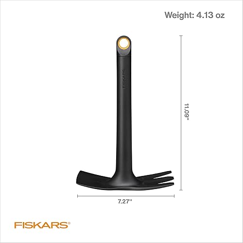 Miniatura 10 de Fiskars Azada cultivadora ecológica con diseño de doble función, hoja cónica, dientes de cultivador, mango ergonómico y construcción resistente a